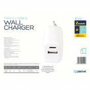 Platinet Wall Charger 15W (PLCUAC) - захранване за ел. мрежа с USB-A изход и USB-C изход и технология за бързо зареждане (бял) 1