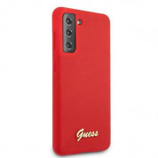Guess Silicone Script Metal Logo Silicone Case for Samsung Galaxy S21 (red) 2