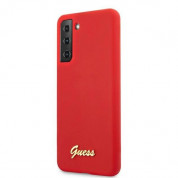 Guess Silicone Script Metal Logo Silicone Case for Samsung Galaxy S21 Plus (red)