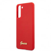 Guess Silicone Script Metal Logo Silicone Case for Samsung Galaxy S21 Plus (red) 4