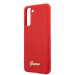 Guess Silicone Script Metal Logo Silicone Case - дизайнерски силиконов кейс за Samsung Galaxy S21 Plus (червен) 5