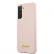 Guess Silicone Script Metal Logo Silicone Case for Samsung Galaxy S21 Plus (pink)