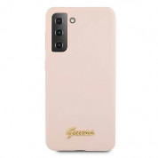 Guess Silicone Script Metal Logo Silicone Case for Samsung Galaxy S21 Plus (pink) 1