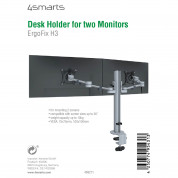4smarts Desk Holder ErgoFix H3 for two Monitors - поставка за бюро за два монитора до 30 инча (сребрист)