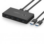 Ugreen USB-A 3.0 Gen 1 Hub 4-port Switch Box - 4-портов USB 3.0 хъб за компютри и лаптопи с USB-A с възможност за превключване между два компютъра (100 см) (черен) 1