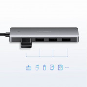 Ugreen USB-C Hub 4-port - 4-портов USB-C хъб за компютри и лаптопи (тъмносив) 7