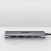 Ugreen 6-in-1 USB-C Hub 4K - мултифункционален хъб за свързване на допълнителна периферия за устройства с USB-C (тъмносив) 1