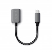 Satechi USB-C Male to USB-A 3.0 Female Adapter - алуминиев USB-A адаптер за MacBook и устройства с USB-C порт (тъмносив)