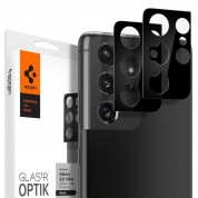 Spigen Optik Lens Protector - 2 броя предпазни стъклени протектори за камерата на Samsung Galaxy S21 Ultra (черен)