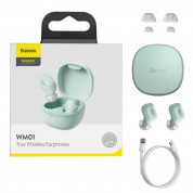 Baseus Encok WM01 TWS In-Ear Bluetooth Earphones (NGWM01-06) - безжични блутут слушалки със зареждащ кейс (зелен)