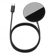 Baseus Simple Mini Magnetic Wireless Charger (WXJK-F01) - поставка (пад) за безжично зареждане за iPhone с Magsafe и Qi съвместими устройства (черен)