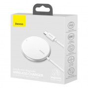 Baseus Simple Mini Magnetic Wireless Charger 15W (WXJK-F02) - поставка (пад) за безжично зареждане за iPhone с Magsafe и Qi съвместими устройства (бял) 16