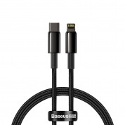 Baseus Tungsten Gold Lightning to USB-C PD 20W Data Cable (CATLWJ-01) - PD 20W USB-C към Lightning кабел за Apple устройства с Lightning порт (100 см) (черен)