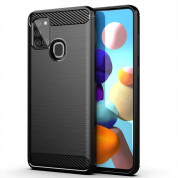 Carbon TPU Case - силиконов (TPU) калъф за Samsung Galaxy A21s (черен)