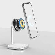 Baseus Magnetic Wireless Qi Charging Stand 15W (WXSW-02) - поставка (пад) за безжично зареждане за iPhone с Magsafe (бял) 11