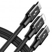 Baseus Rapid 3-in-1 USB Cable (CAMLT-SU01) - универсален USB кабел с Lightning, microUSB и USB-C конектори (120 см) (черен) 2