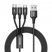 Baseus Rapid 3-in-1 USB Cable with micro USB, Lightning and USB-C connectors (CAMLT-SU01) (120 cm) (black)