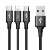 Baseus Rapid 3-in-1 USB Cable (CAMLT-SU01) - универсален USB кабел с Lightning, microUSB и USB-C конектори (120 см) (черен) 1