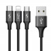 Baseus Rapid 3-in-1 USB Cable (CAMLT-SU01) - универсален USB кабел с Lightning, microUSB и USB-C конектори (120 см) (черен) 2