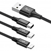 Baseus Rapid 3-in-1 USB Cable (CAMLT-SU01) - универсален USB кабел с Lightning, microUSB и USB-C конектори (120 см) (черен) 3