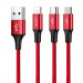 Baseus Rapid 3-in-1 USB Cable (CAMLT-SU09) - универсален USB кабел с Lightning, microUSB и USB-C конектори (120 см) (червен) 4