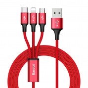 Baseus Rapid 3-in-1 USB Cable with micro USB, Lightning and USB-C connectors (CAMLT-SU09) (120 cm) (red) 1