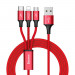 Baseus Rapid 3-in-1 USB Cable (CAMLT-SU09) - универсален USB кабел с Lightning, microUSB и USB-C конектори (120 см) (червен) 2