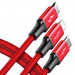 Baseus Rapid 3-in-1 USB Cable (CAMLT-SU09) - универсален USB кабел с Lightning, microUSB и USB-C конектори (120 см) (червен) 1