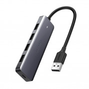 Ugreen USB-A 3.2 Gen 1 Hub 4-port CM219 - 4-портов USB-A хъб и microUSB вход за компютри и лаптопи (тъмносив)