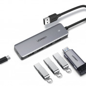 Ugreen USB-A 3.2 Gen 1 Hub 4-port CM219 - 4-портов USB-A хъб и microUSB вход за компютри и лаптопи (тъмносив) 1