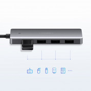 Ugreen USB-A 3.2 Gen 1 Hub 4-port CM219 - 4-портов USB-A хъб и microUSB вход за компютри и лаптопи (тъмносив) 9