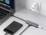 Ugreen USB-A 3.2 Gen 1 Hub 4-port CM219 - 4-портов USB-A хъб и microUSB вход за компютри и лаптопи (тъмносив) 4