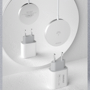 Dudao USB-C Magnetic Wireless Qi Charger 15W with 20W wall charger - поставка (пад) за безжично зареждане и захранване за ел. мрежа за iPhone с Magsafe (бял) 8