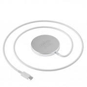 Dudao USB-C Magnetic Wireless Qi Charger 15W with 20W wall charger - поставка (пад) за безжично зареждане и захранване за ел. мрежа за iPhone с Magsafe (бял) 4
