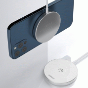 Dudao USB-C Magnetic Wireless Qi Charger 15W with 20W wall charger - поставка (пад) за безжично зареждане и захранване за ел. мрежа за iPhone с Magsafe (бял) 7