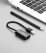 Ugreen USB External Sound Audio Card 15 cm - външна саунд карта с USB и 3.5 мм изходи за компютри (15 см) (черен) 6