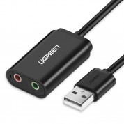 Ugreen USB External Sound Audio Card 15 cm - външна саунд карта с USB и 3.5 мм изходи за компютри (15 см) (черен)