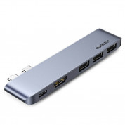 Ugreen Multifunctional Hub 2x USB-C - мултифункционален хъб за свързване на допълнителна периферия за MacBook Pro (тъмносив)