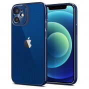 Spigen Optik Crystal Case - тънък силиконов (TPU) калъф за iPhone 12 mini (син-прозрачен) 2