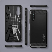 Spigen Rugged Armor Case - тънък качествен силиконов (TPU) калъф за Sony Xperia 10 III (2021) (черен) 1