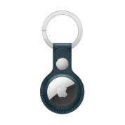Apple AirTag Leather Key Ring - стилен оригинален ключодържател от естествена кожа за Apple AirTag (тъмносин)