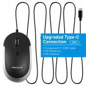 Macally USB-C Optical Quiet Click Mouse - USB-C оптична мишка за PC и Mac (черен) 1