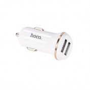 Hoco Dual USB Car Charger 4.8A & Lightning Cable Z1 - зарядно за кола с 2xUSB изходa (4.2A) и Lightning кабел за iPhone, iPad и iPod с Lightning порт (бял) 1