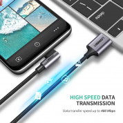 Ugreen USB-C Data Cable Right Angled 3A - кабел с въжена оплетка и бързо зареждане за устройства с USB-C порт (100 см) (черен) 4