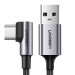 Ugreen USB-C Data Cable Right Angled 3A - кабел с въжена оплетка и бързо зареждане за устройства с USB-C порт (100 см) (черен) 1