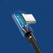 Ugreen USB-C Data Cable Angled Quick Charge 3A - кабел с въжена оплетка и бързо зареждане за устройства с USB-C порт (100 см) (черен) 3