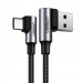 Ugreen USB-C Data Cable Angled Quick Charge 3A - кабел с въжена оплетка и бързо зареждане за устройства с USB-C порт (100 см) (черен) 1
