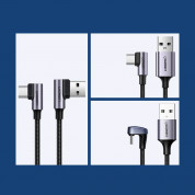 Ugreen USB-C Data Cable Angled Quick Charge 3A - кабел с въжена оплетка и бързо зареждане за устройства с USB-C порт (100 см) (черен) 5