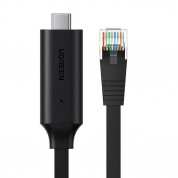 Ugreen USB-C to RJ45 Console Flat Cable - USB-C към Ethernet кабел за устройства с USB-C порт (150 см) (черен) 