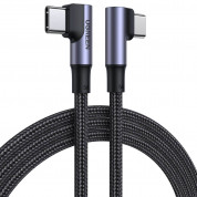 Ugreen Angled USB-C to USB-C Data Cable - USB-C към USB-C кабел за устройства с USB-C порт (150 см) (черен)